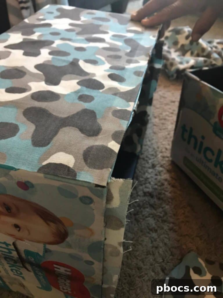 DIY Nursery Storage Solutions 5 Measuring fabric for the DIY organizer