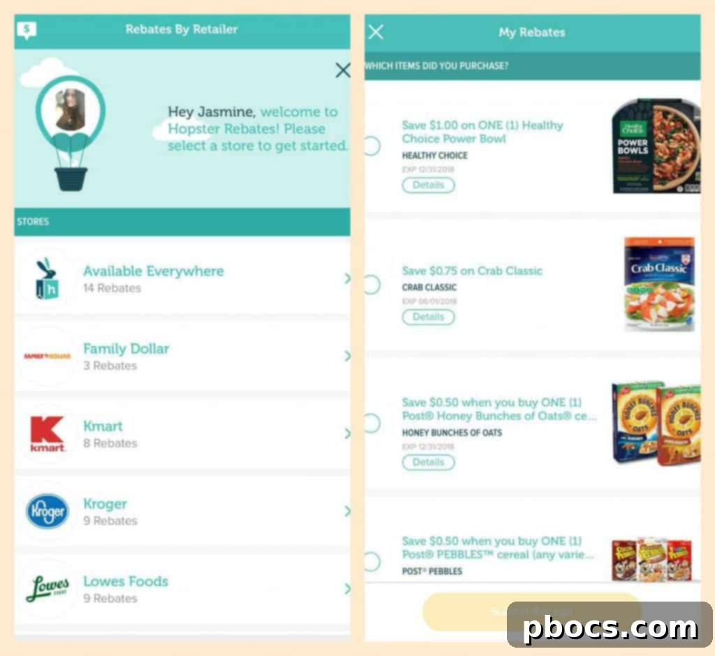 Unlock Holiday Savings with Hopster App 6 Visual steps for using the Hopster app for rebates.