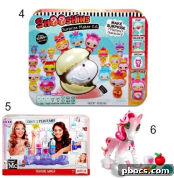 A collection of vibrant and imaginative toys for young girls.