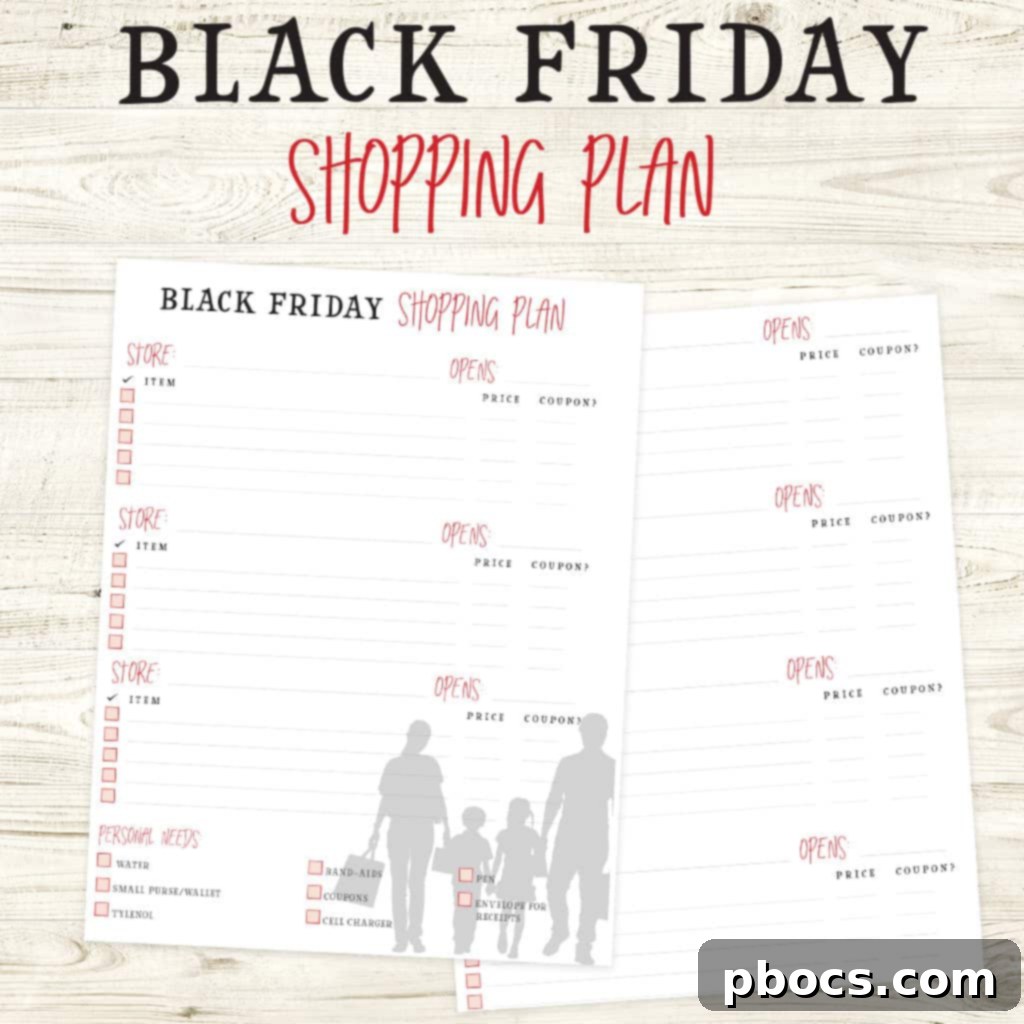 Download Your Black Friday Planner Free Black Friday Shopping Plan Printable - Full Page
