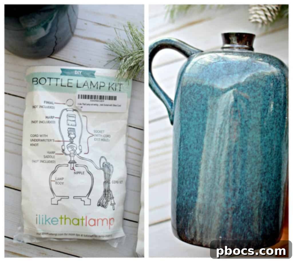 DIY Bottle Lamp Kit components