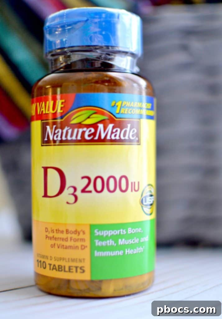 Nature Made Vitamin D3 next to fresh cranberries and stuffing ingredients