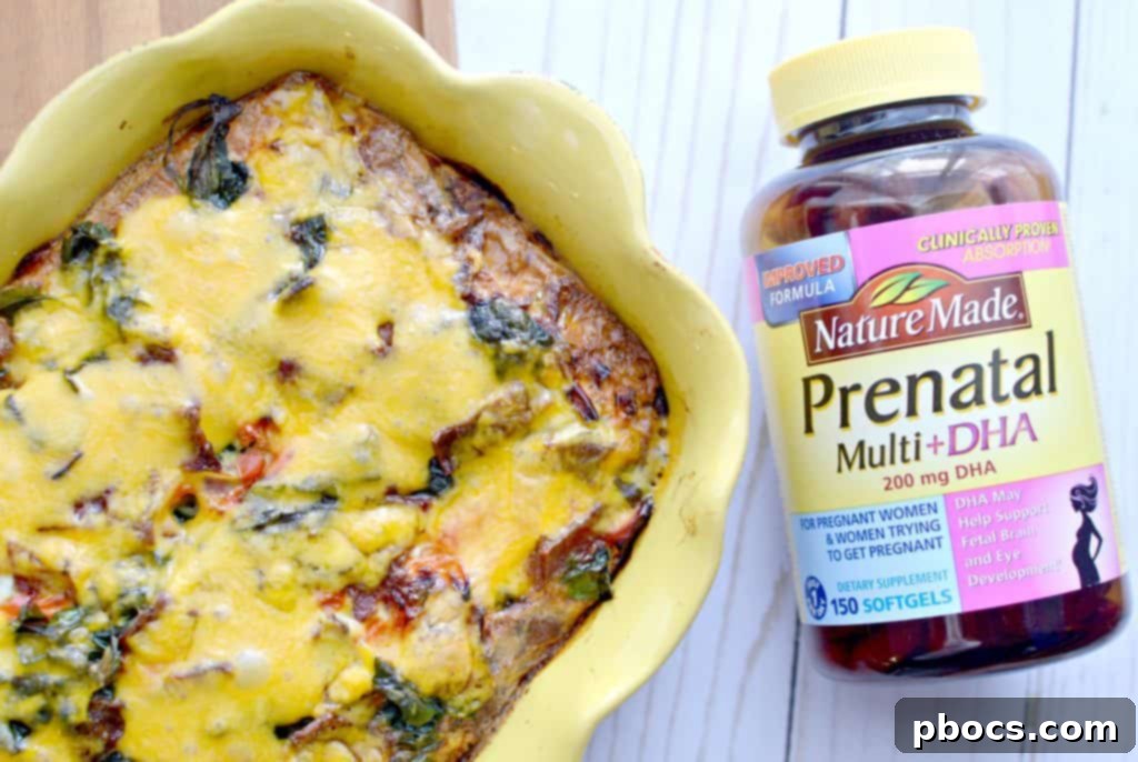 Smoky Turkey Bacon Egg Bake 3 Nature Made Prenatal Multi + DHA bottle