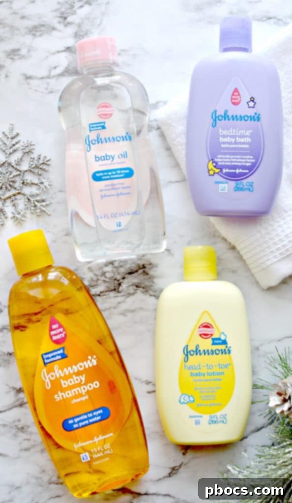 Woman holding JOHNSON'S baby lotion with a cozy background, perfect for winter skincare.