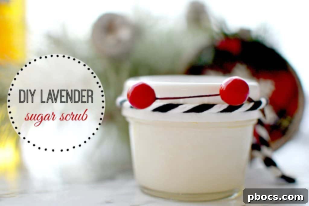 Ingredients for DIY Lavender Sugar Scrub laid out beautifully.