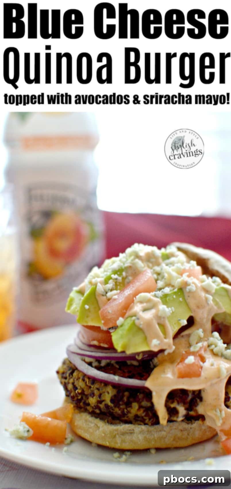 Another Pinterest-optimized image for the quinoa burger recipe