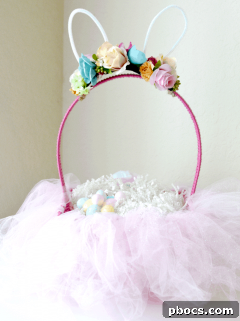 Finished DIY Easter Bunny Tutu Basket