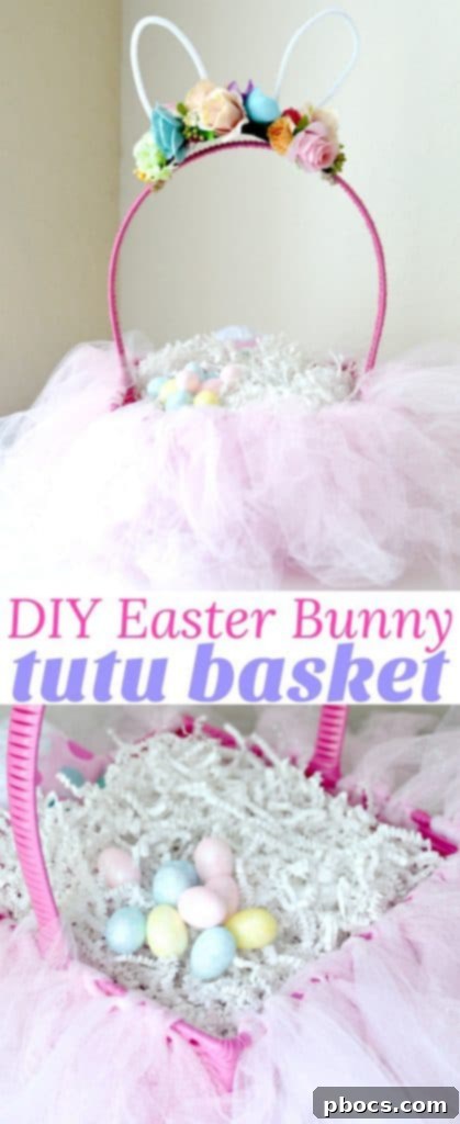 Pinterest Pin for DIY Easter Bunny Tutu Basket