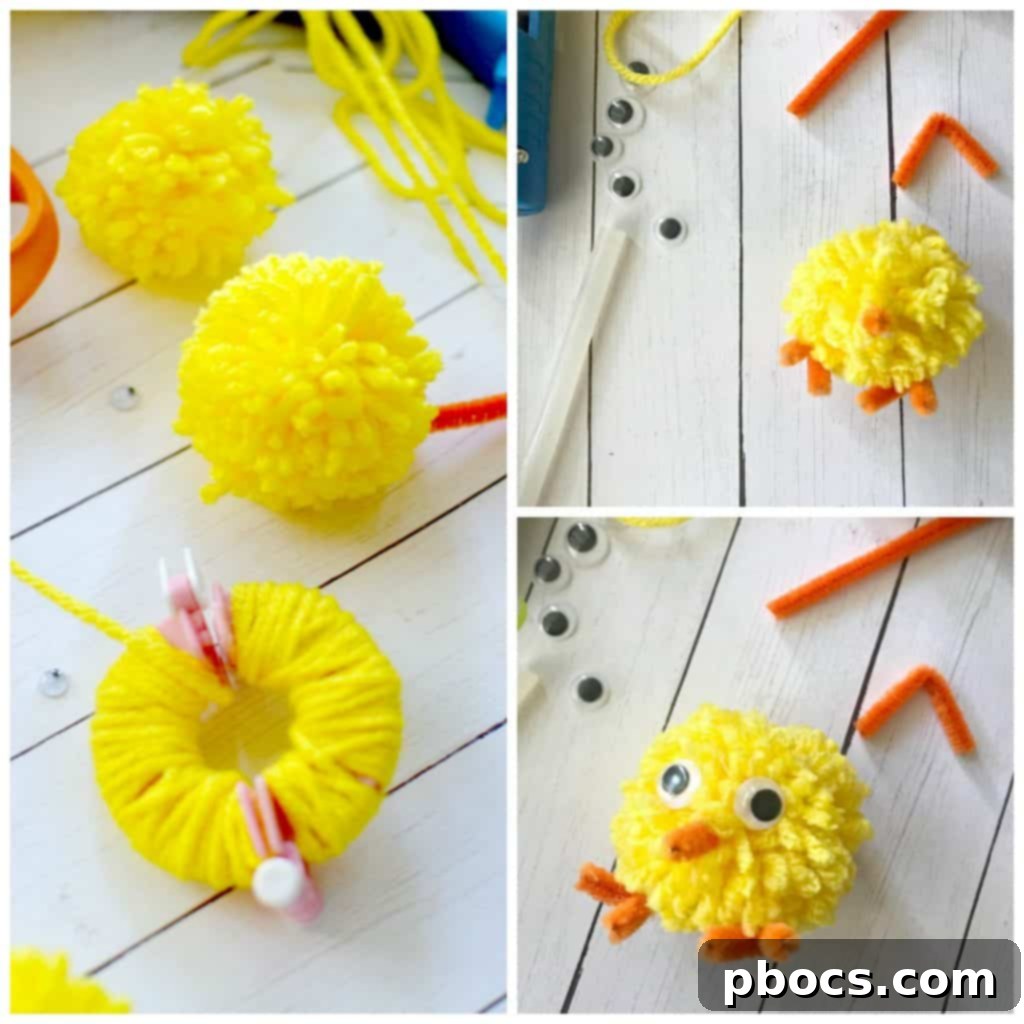 Craft Adorable Pom Pom Chicks Easily 4 Process of making a pom pom with a pom pom maker
