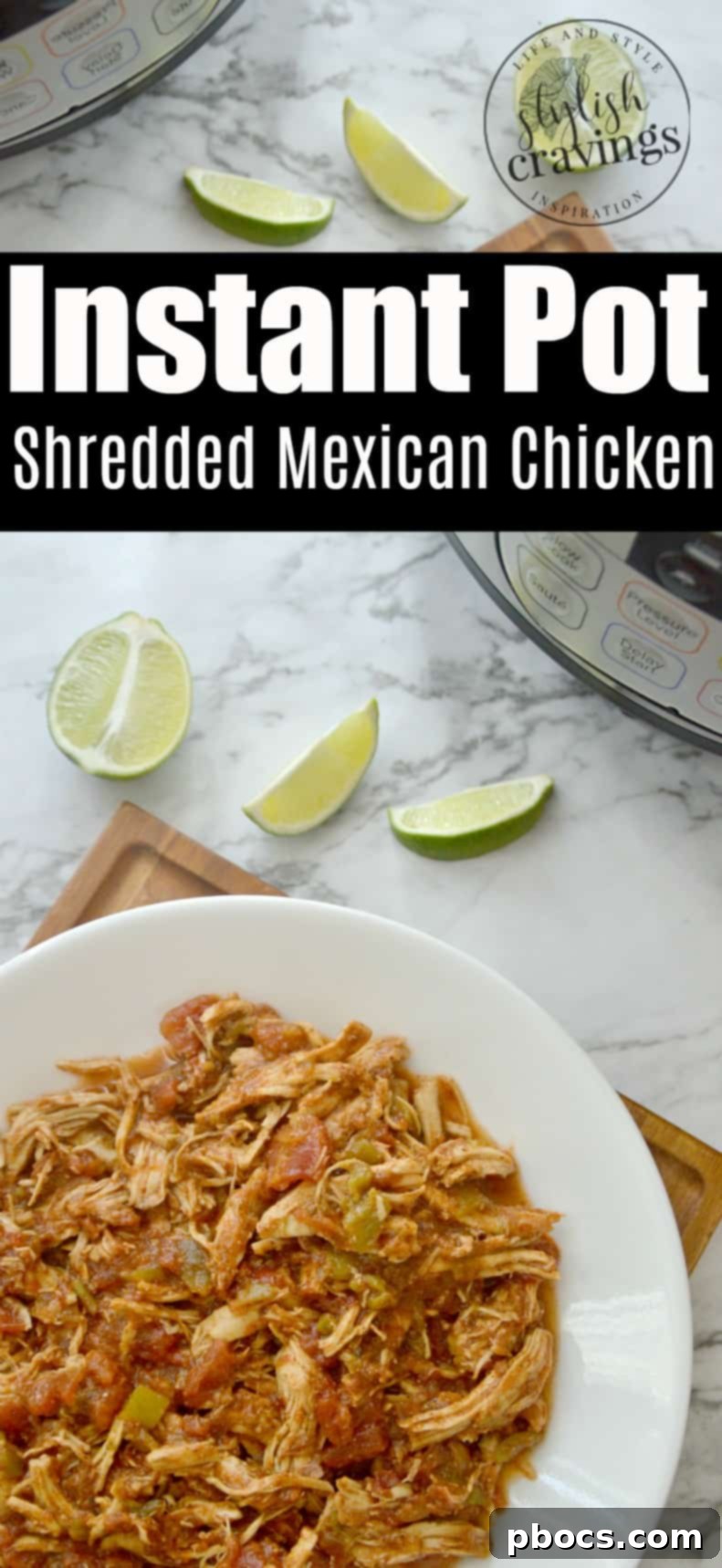 Easy Instant Pot Shredded Mexican Chicken for meal prep and family dinners