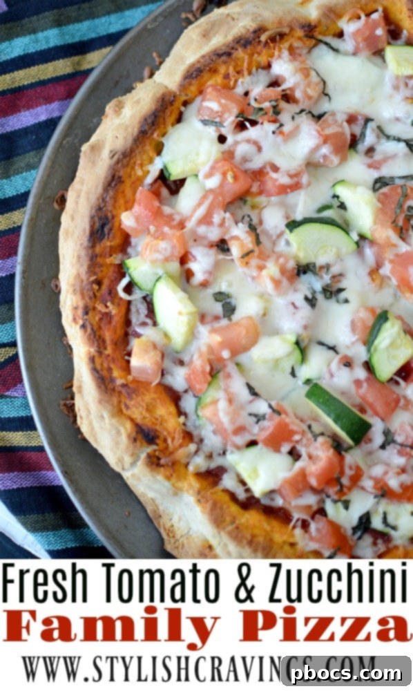 Pin for Fresh From Florida Tomato & Zucchini Family Pizza recipe, perfect for Pinterest