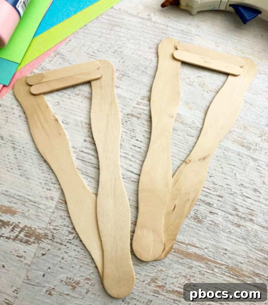 Simple DIY Mermaid Tail 3 Gluing jumbo wavy craft sticks to form the tail base