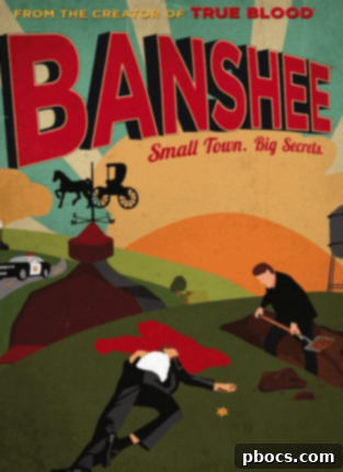 Banshee TV dizisi posteri, Lucas Hood ve Carrie Hopewell karakterlerini içeriyor