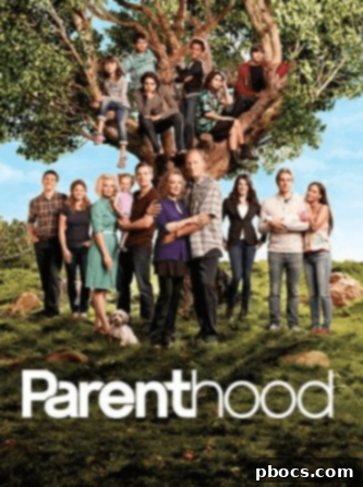Parenthood TV dizisi kadrosu, sıcaklığı ve bağlantıyı simgeleyen kucaklaşan büyük bir aile