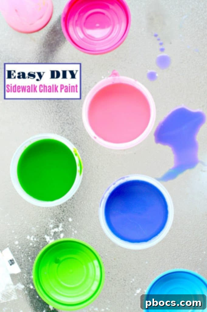 Kids painting with colorful DIY sidewalk chalk paint on a driveway