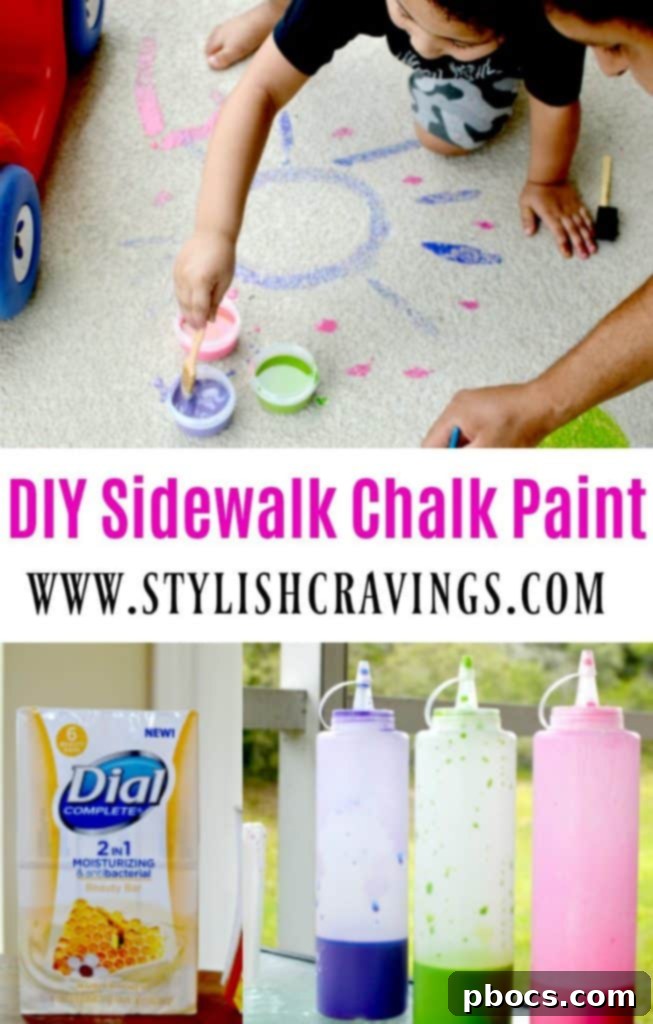 Pinterest graphic: Easy DIY Sidewalk Chalk Paint for Kids Summer Fun