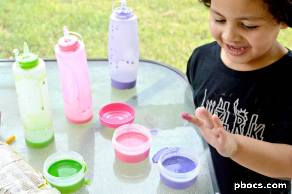 Child playing outdoors with Easy DIY Sidewalk Chalk Paint