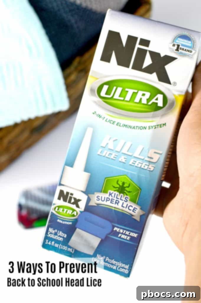 Back-to-School Lice Defense 3 Simple Steps 2 Pinterest graphic: 'How to Prevent Head Lice for Back to School' with three key tips