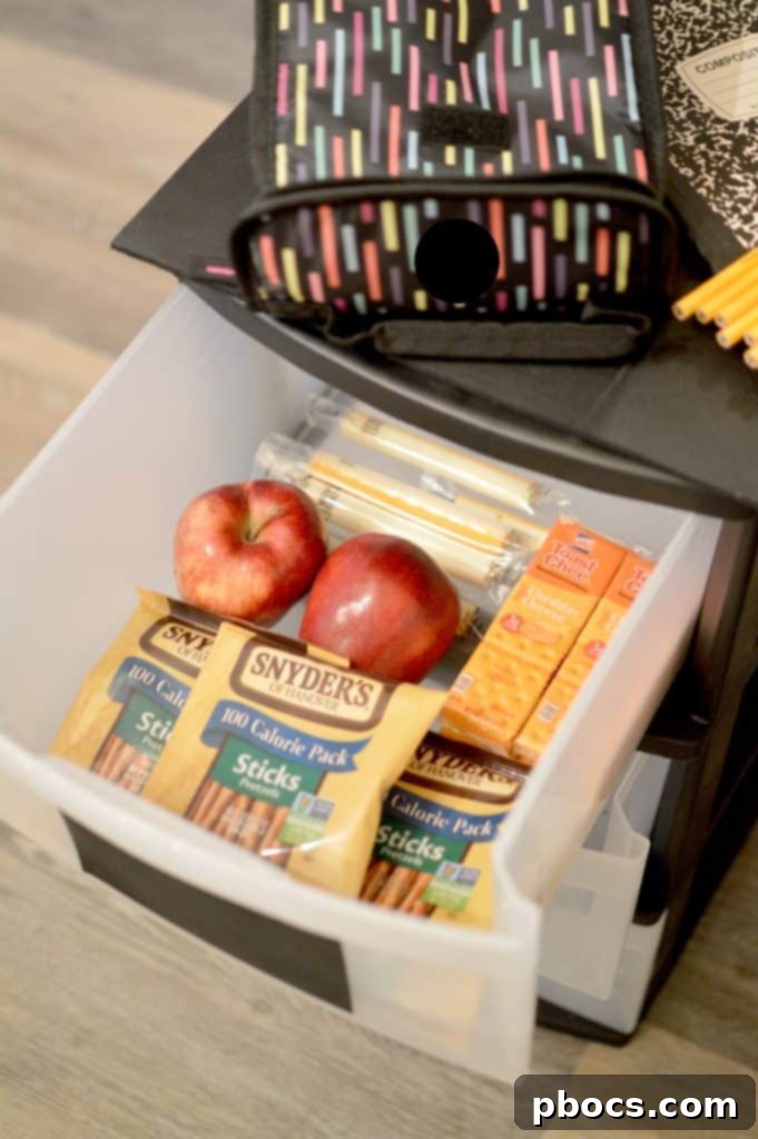 DIY Lunch Box Station for organized school mornings