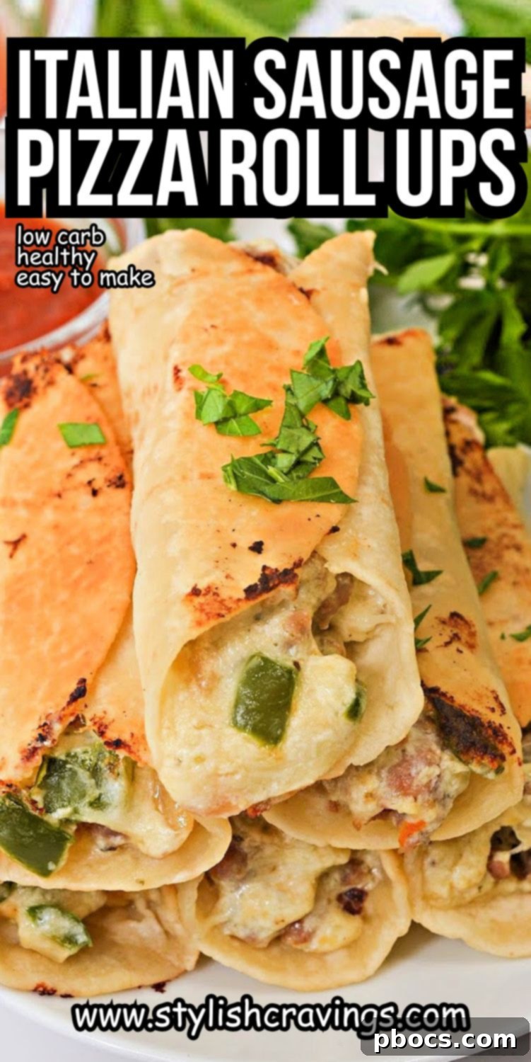 Keto Italian Sausage Pizza Roll Ups - Pin It!